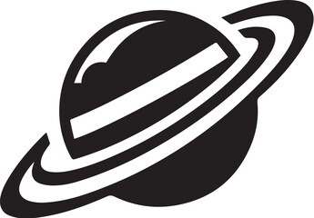 Planet Saturn with planetary ring silhouette vector