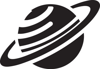 Planet Saturn with planetary ring silhouette vector