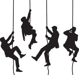 Climber Rappelling Down Cliff Silhouette

Extreme Rappelling Action Vector Scene

Mountain Rappelling Gear Silhouette Design

Rappeller Hanging on Rock Face Vector Art

Vertical Descent Adventure Silh