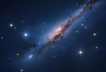 Obraz premium Cosmic display of stars and a nebula in deep space, revealing the vastness and beauty of the universe.