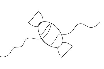 Obraz premium One line candy icon minimalist hand drawn outline vector illustration 