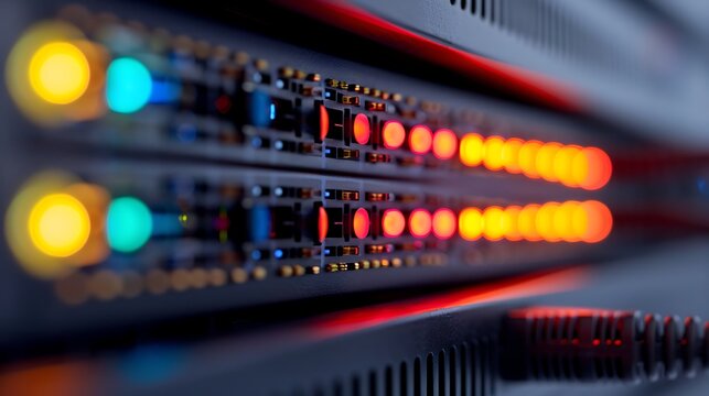 Network server rack with illuminated status lights