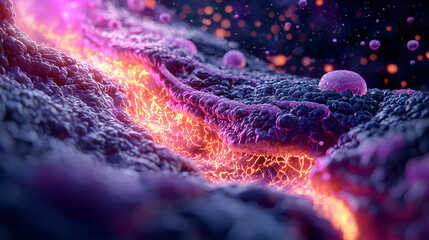 Vibrant Abstract Texture of Lava Flow with Colorful Particles