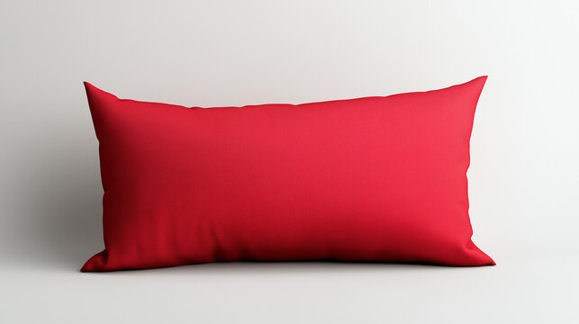 Almofada retangular vermelha decorativa para dormir e descansar isolada