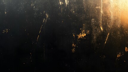 Grunge Black Surface with Gold Dust.