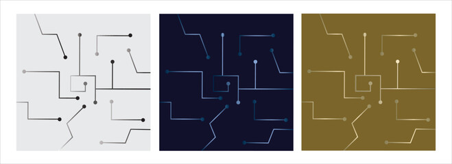 Minimal Line Maze Pattern Set in Tech Style