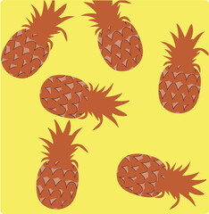Seamless vector pattern with yellow pineapples. Hand drawn print. Summer pattern. Print for t-shirts, textiles, wrapping paper, web.