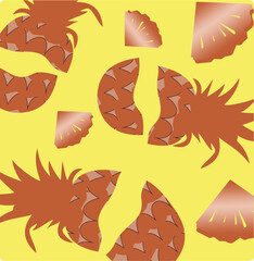 Seamless vector pattern with yellow pineapples. Hand drawn print. Summer pattern. Print for t-shirts, textiles, wrapping paper, web.