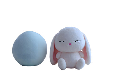 Nice white rabbit cushions on transparent background