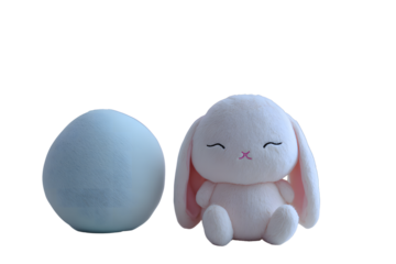Nice white rabbit cushions on transparent background