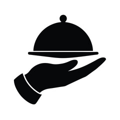 Fototapeta premium Serving tray hand silhouette vector illustration