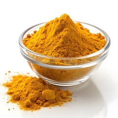 Pure Organic Turmeric Powder in Glass Bowl &ndash; Natural Spice for Health & Cooking