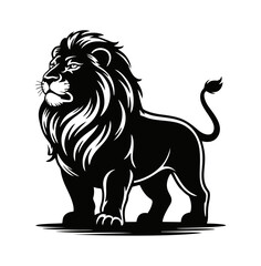 Lion silhouette in bold graphic style, symbolizing strength, power, and the Leo zodiac sign. Ideal for logos, emblems, tattoos, and astrological designs. Transparent background