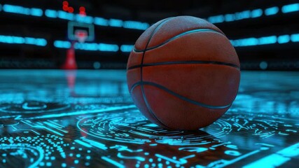 Basketball on a futuristic court - Powered by Adobe