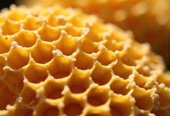 Close-up of vibrant yellow honeycomb structure showcasing intricate patterns