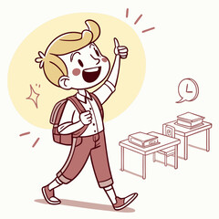 Happy School Boy Cartoon – Back to School Vector Illustration