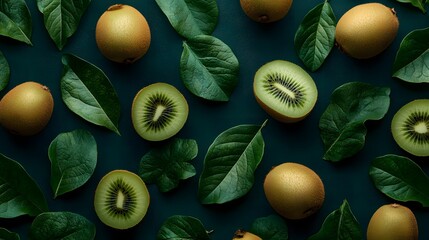 Kiwi Fruit  Leaves Pattern.