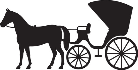 Victorian Carriage &ndash; Side View (horse + wheels)