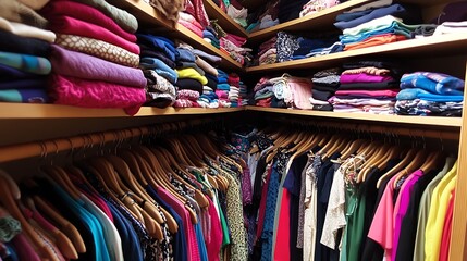 Organizing clothes in a closet on shelves for comfort and ease of access