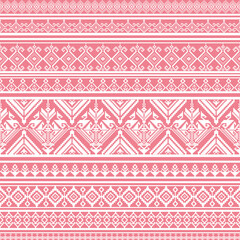Pixel seamless pattern, pink background, vintage design, vector illustration design for fabric, wall paper, curtains, cushion cover, carpet, tile, fashion, bedding, scarf, ethnic pattern, geometric