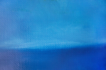 Abstract seascape with skyline and space for text. Original painting turquoise blue water surface background. Weathered oil paint brush strokes on canvas texture.