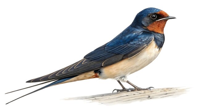 Barn swallow  hirundo rustica  isolated on a white background. AI GENERATED	