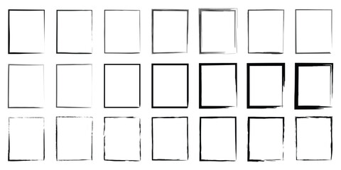 A curated bundle of grunge brush stroke square icons with bold black fill and sketched border outlines suitable for modern vector and graphic projects.