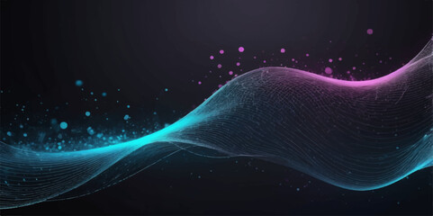 Fototapeta premium Abstract blue light waves flow through a glowing fractal space, illustrating a colourful galaxy design