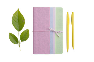 Diary and pencil with ribbon on transparent background