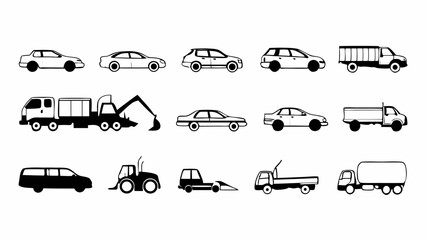Timeless Sedan and Coupe Car Outlines for Historical Transport and Vehicle Art