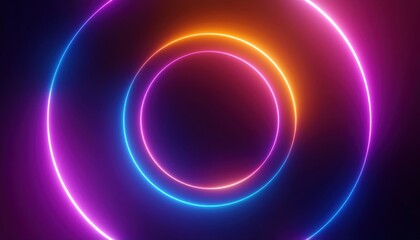  glowing concentric neon rings in vivid orange, purple, and blue on dark background for futuristic web design, tech branding, or digital art use