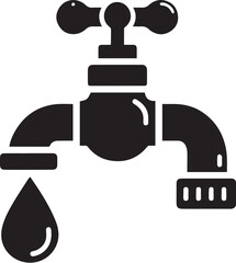water tap faucet with drop vector illustration