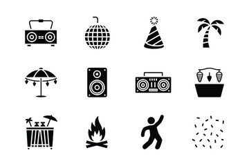 Summer Party & Music Icon Set