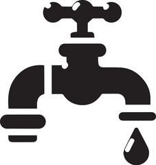 water tap faucet with drop vector illustration
