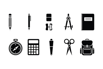 School Supplies and Stationery Icons
