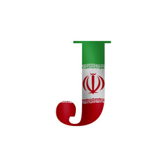 Iranian Flag J Letter A Patriotism Design Concept