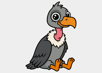 Fototapeta premium Cute little vulture smiling happy cartoon illustration.