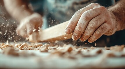 A skilled craftsman focuses on his work as he expertly carves a piece of wood, illustrating the dedication, craftsmanship, and artistry involved in woodworking and design.