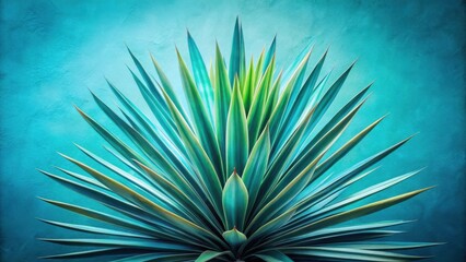 Obraz premium Vibrant Teal Succulent Plant with Striking Spiky Leaves Against a Textured Background