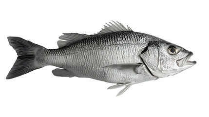 Obraz premium Silver fish isolated detailed view of scales fins and body