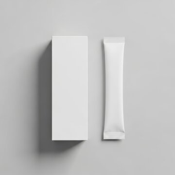 Blank white box and stick pack mockup for branding