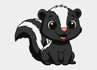 Cute little skunk smiling happy  cartoon illustration.