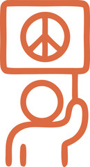 Activist Holding a Peace Sign Board at a Demonstration or Rally