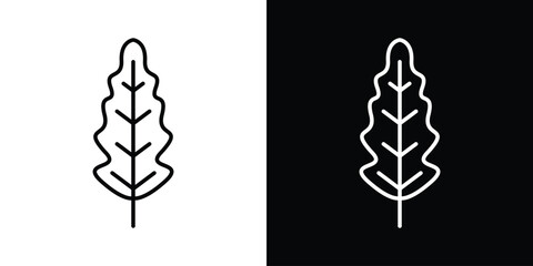 Oak leaf with veins icon filled flat sign concept for web design.