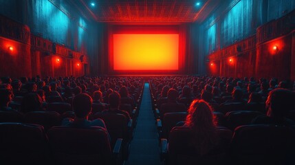 Cinema audience watches movie