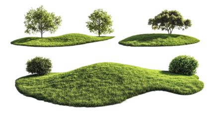 Set of green objects isolated on white background