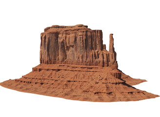 Monument valley butte rock formation isolated on transparent background