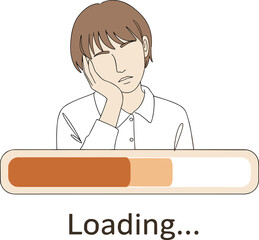 Woman Experiencing Slow Internet Loading Times, Frustration from Buffering, Patience Wearing Thin, Digital Disappointment and Waiting.
