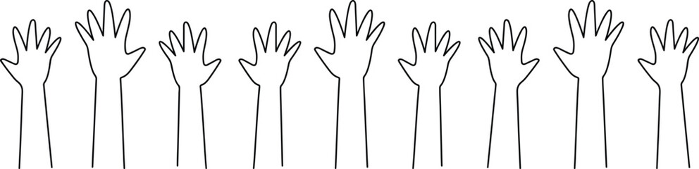 Minimalist Line Art of Raised Hands Vector Design