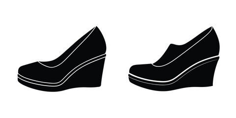 Artistic rendering of a wedge‑heel shoe front profile Isolated on White Background